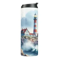 Coastal Beach Lighthouse Thermal Tumbler