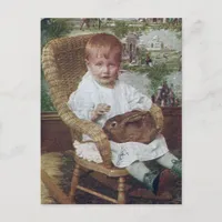 Vintage Child and Rabbit Postcard