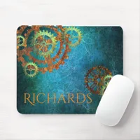 Personalized Steampunk Rusty Gears   Mouse Pad