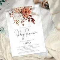 Rustic Terracotta Florals Baby Shower  Invitation