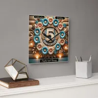 Eternal Bloom: 5th Anniversary Floral Circle Square Wall Clock