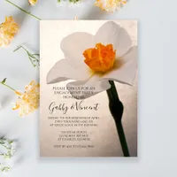 White Spring Daffodil Engagement Party Invitation