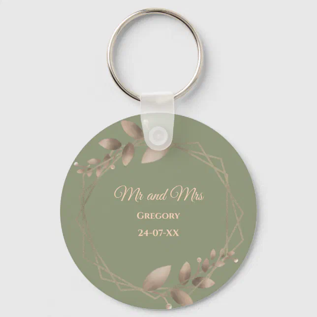 Modern Simple botanical elegant sage green gold  Keychain