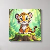 Baby Tiger | Cute Cartoon Kid's Nursery Art Canvas Print