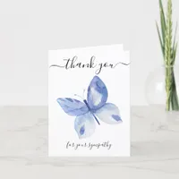 Blue Butterfly Funeral Memorial Thank You Note