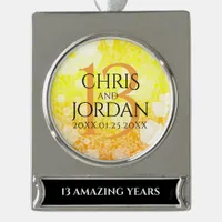 Elegant 13th Citrine Wedding Anniversary Silver Plated Banner Ornament