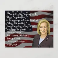 Kirsten Gillibrand quote from Democrat Debate Postcard