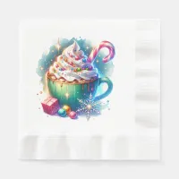 Pretty Watercolor Christmas Cup of Hot Cocoa Napkins