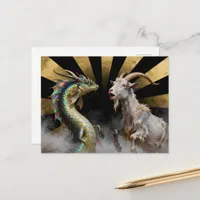 Mythical Goat-Dragon Creatures Surprised Postcard