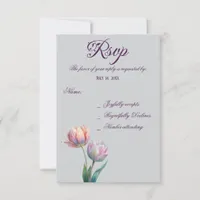 Romantic and Poetic Pastel Tulips Watercolor RSVP Card