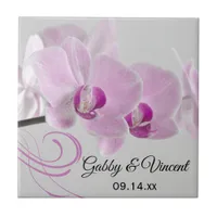 Pink Orchid Elegance Wedding Tile