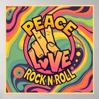 Peace, Love, Rock n Roll Poster