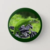 Green Hawaiian Gecko Rider Pinback Button