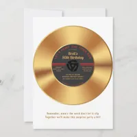 Vintage Gold Vinyl 45 Record Surprise Birthday Invitation