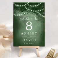 Rustic Woodland Tree String Of Lights Green Table Number