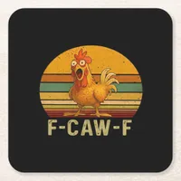 F-Caw-F Chicken Essential Vintage Graphic Square Paper Coaster