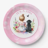 A Baby Girl and her Puppy | It's a Girl Paper Plates