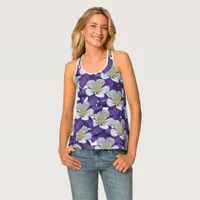 Columbine Purple White Flowers Racerback Tank Top