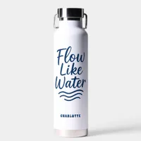 Motivational quote blue flow like water yoga water bottle