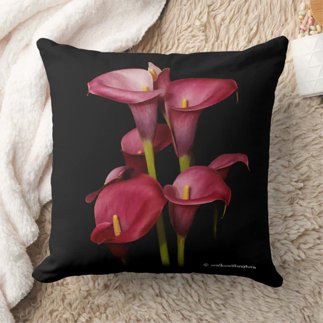 Elegant Purple Calla Lilies Throw Pillow