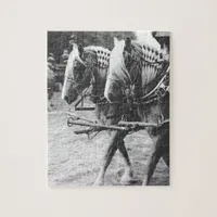 Working Draft Horses in Black and White Jigsaw Puzzle