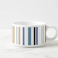 Blue Gold and White Beach Color Stripes Bowl