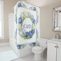 Serenity in Bloom Pastel Tulip Floral Home Decor Shower Curtain