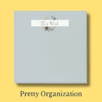 Classic Navy and Gold Floral Wreath Blue Post-it Notes