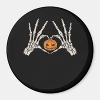 Skeleton Hand Heart And Pumpkin Funny Skull Magnet