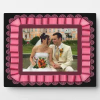 Personalized Wedding Photo Pink Lace Ribbon Frame