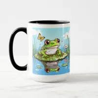 Cute Frog on a Lily Pad Cute Personalized Mug