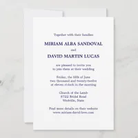 Minimalist Formal Blue Text Wedding Invitation