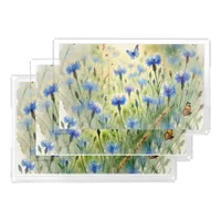 Watercolor Blue Floral Cornflower Germany | set Acrylic Tray