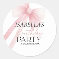 Pink Bow  Classic Round Sticker