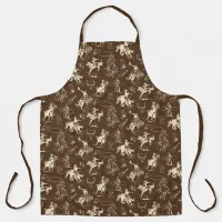 Dark Brown Cowboys Rodeo Western Horses Apron