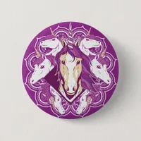 Purple Unicorn Mandala Button