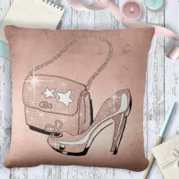 Glitter and Shine Accessories Rose Gold ID675 Throw Pillow