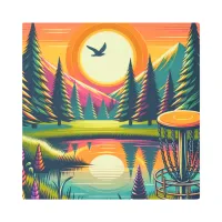 Retro Disc Golf Sunset and Trees Metal Print