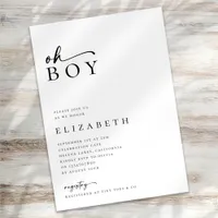 Oh Boy Modern Minimalist Script Baby Shower Invitation