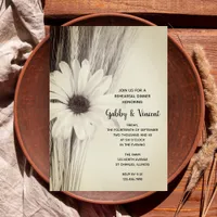 Dried Wheat and Daisy Farm Rehearsal Dinner Invitation