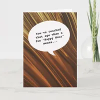 stylish gold Happy Hour Getting Old Funny Birthday Card