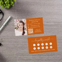 Burnt orange QR code photo business loyalty card