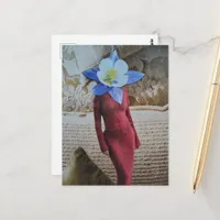 Beautiful Woman With Flower Head Collage Postcard