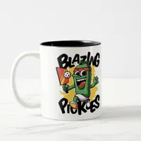 Funny Blazing Pickles Pickleball Two-Tone Coffee Mug