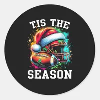 Tis The Season Football Mom Christmas Santa Hat Co Classic Round Sticker
