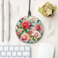 Whimsical Rose Pattern Wireless Charger