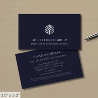 Dark Blue Silver Geometric Logo Business Card