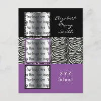 chic purple triple photo Graduation Invitation