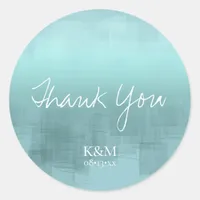 Watercolor Reflections Thank You Teal ID774 Classic Round Sticker