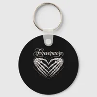 More Skeleton Hands Heart Gothic Halloween Keychain